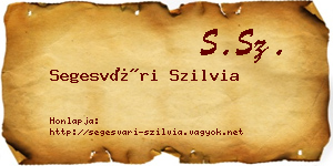Segesvári Szilvia névjegykártya